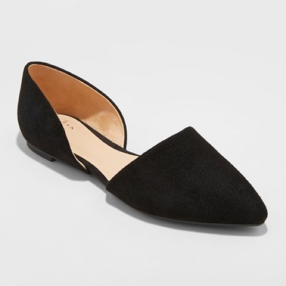 a new day Shoes - Women’s Black Flat Microsuede Two Piece Slip On